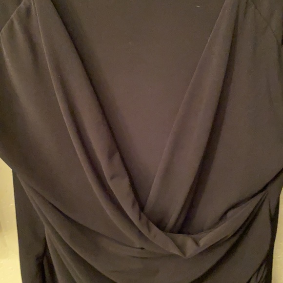 Draped black 3/4 sleeve blouse - Picture 3 of 4